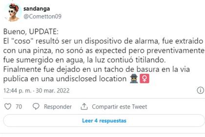 La usuario finalmente encontró la respuesta al enigma del dispositivo añadido a la maleta.