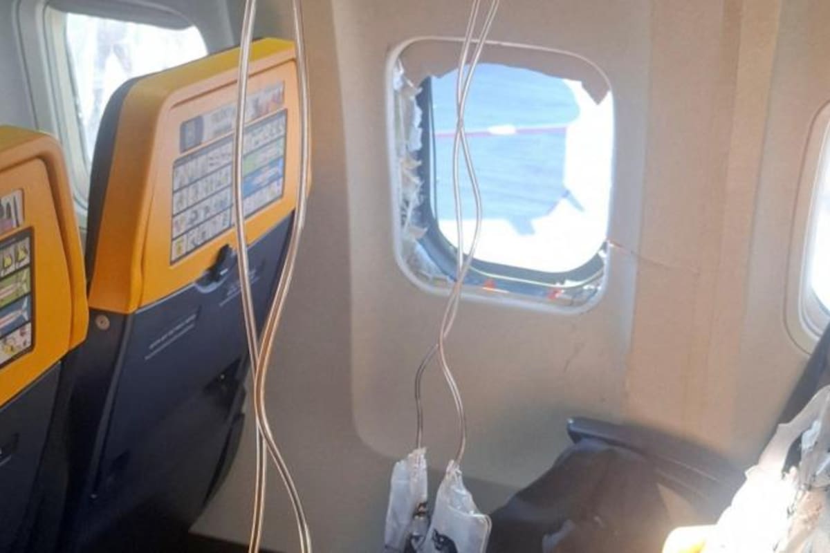 La ventanilla que se rompió durante el vuelo de Ryanair