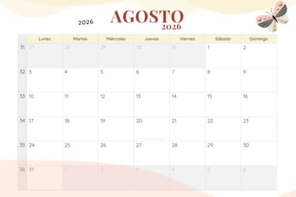 La versión en papel del calendario de agosto