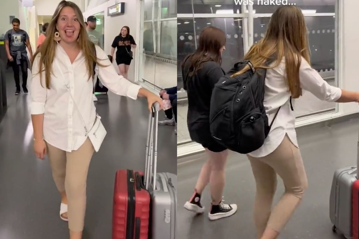 La vestimenta de la joven Sals generó gran repercusión en el aeropuerto y en las redes