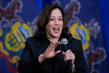 La vicepresidenta estadounidense Kamala Harris en un evento en Elkins Park, Pensilvania, el 8 de mayo de 2024. (Foto AP/Matt Rourke)