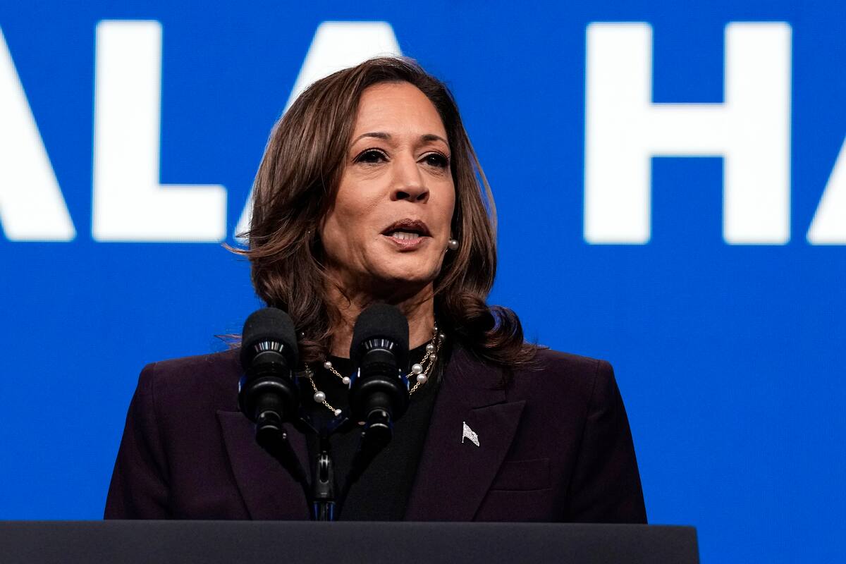 La vicepresidenta Kamala Harris habla durante la 88 convención nacional de la Federación Estadounidense de Maestros, el jueves 25 de julio de 2024, en Houston. (Foto AP/Tony Gutierrez)