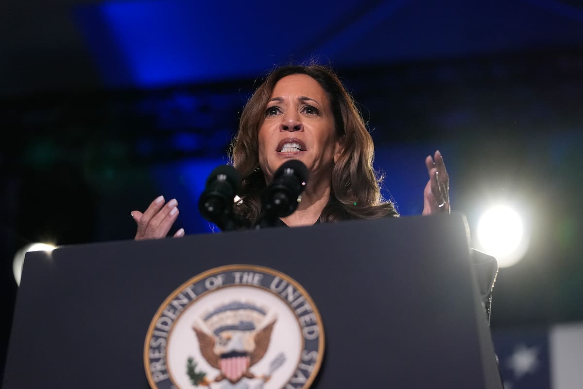 La vicepresidenta Kamala Harris habla en un evento de campaña el viernes 20 de septiembre de 2024, en Atlanta. (AP Foto/Brynn Anderson)