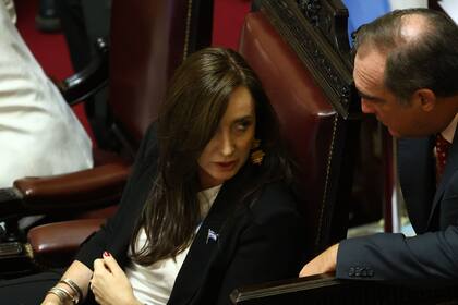 La vicepresidenta Victoria Villarruel durante el tratamiento del proyecto de Reforma Laboral en el Senado