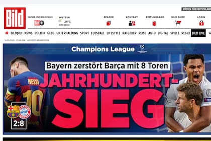 "LA VICTORIA DEL SIGLO", proclama la portada de Bild, la publicación más vendida de Alemania, con una imagen de Messi derrotado.