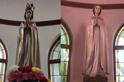 La virgen con y sin la corona de oro.