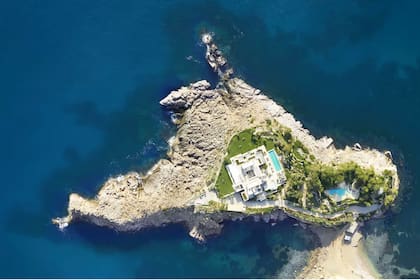 La vista aérea de la mansión ubicada en la exclusiva isla