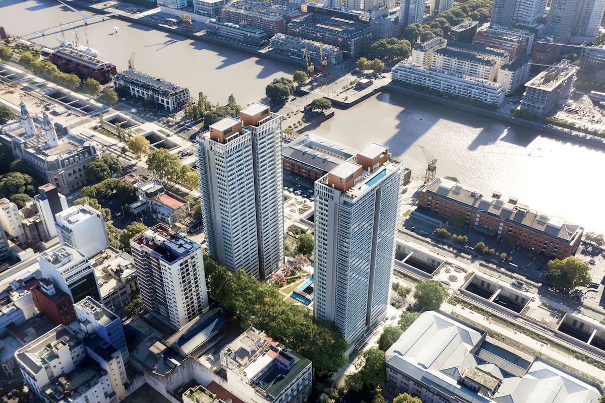La vista aérea de la zona ubicada a metros de Puerto Madero