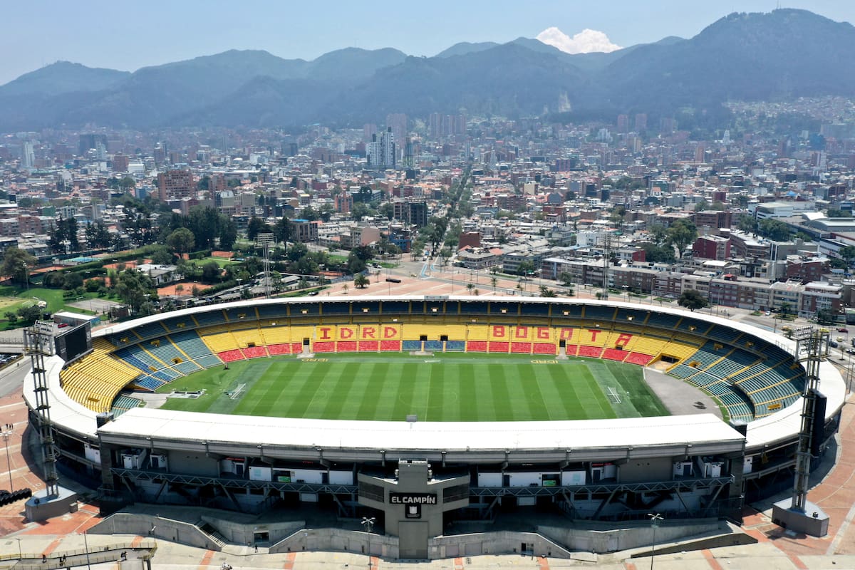 La vista aérea del estadio El Campín, de Bogotá, donde River debe jugar ante Independiente Santa Fe