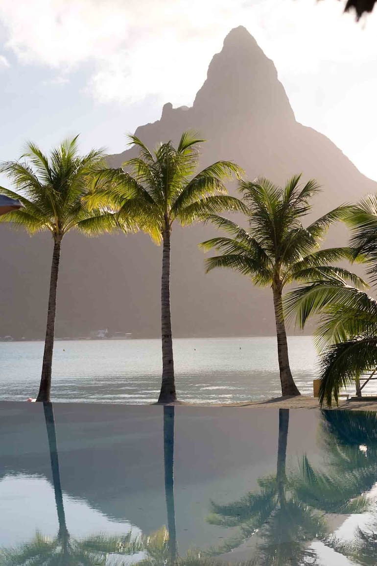 La vista desde el hotel Intercontinental de Bora Bora.