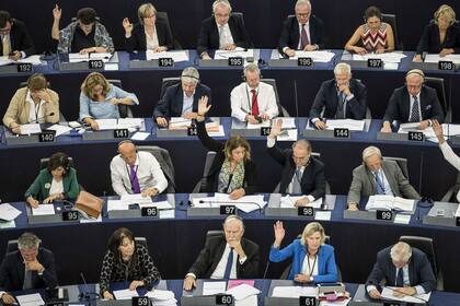 La votación en el Parlamento Europeo, en Estrasburgo