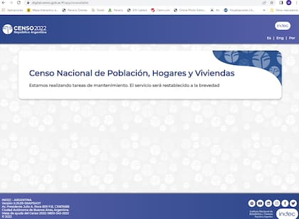 La web oficial del Indec salió de servicio durante la tarde