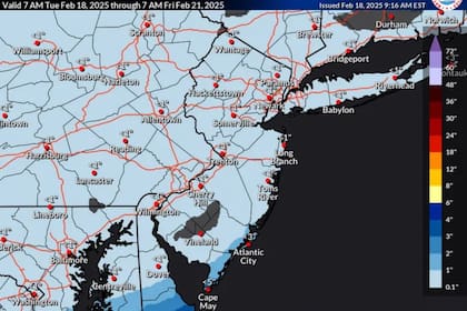 La zona sur de Nueva Jersey podría sufrir grandes acumulaciones de nieve (NOAA)