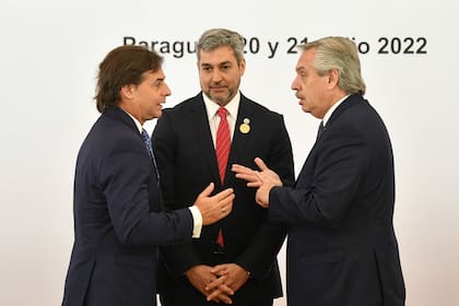 Lacalle Pou y Alberto Fernández discuten en la cumbre del Mercosur, con Mario Abdo de testigo