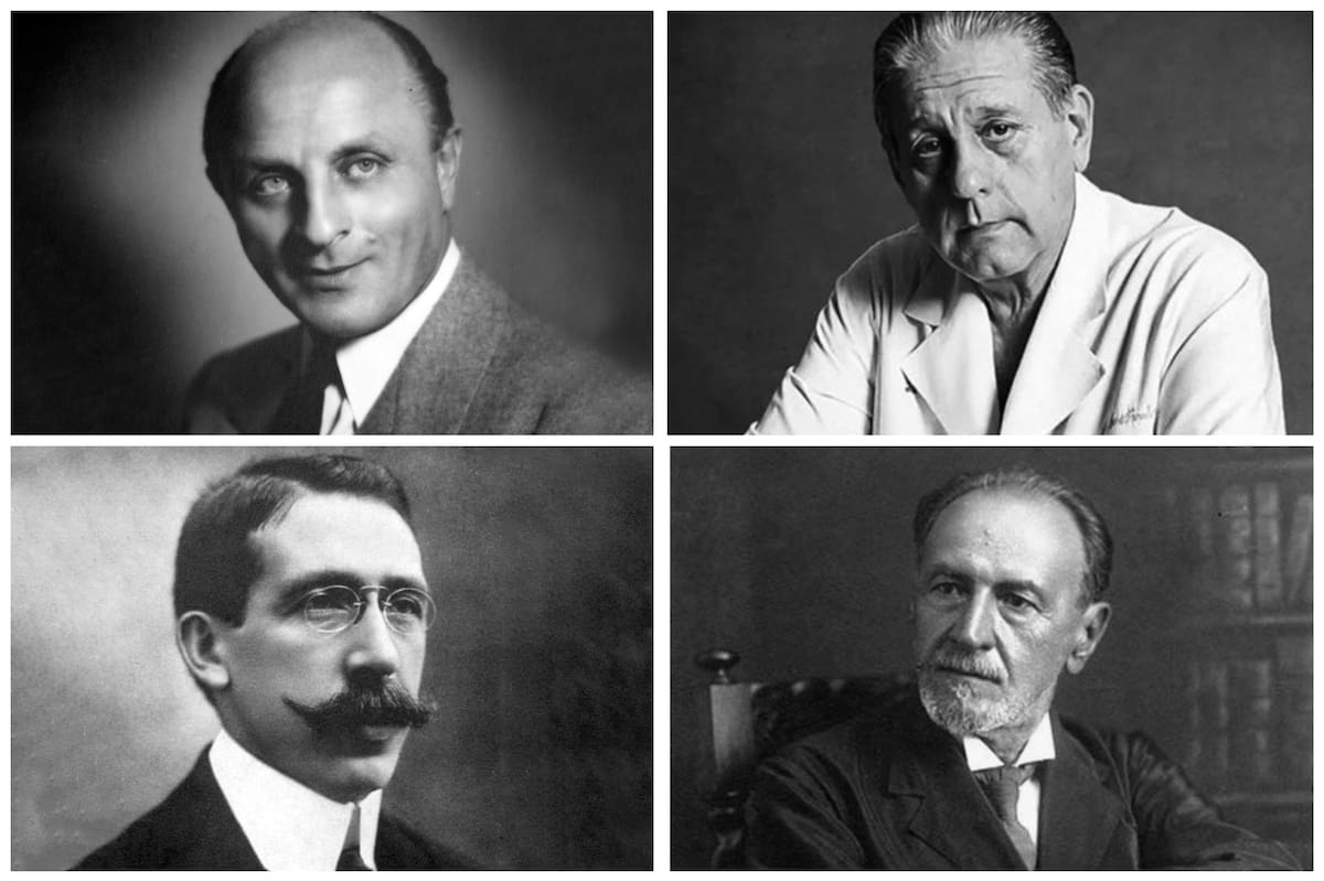 Ladislao José Biro, René Favaloro, Luis Agote y Juan Vucetich