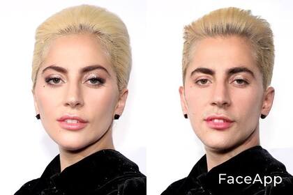 Lady Gaga pasada por el filtro de FaceApp, una aplicación cuestionada por sus políticas de privacidad