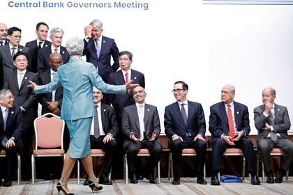 Lagarde, ayer, en la reunión preparatoria de la cumbre