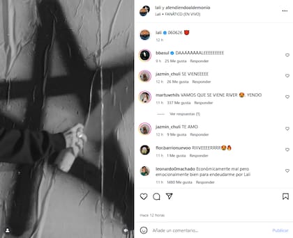 Lali aseguró su presencia en River con un enigmático mensaje en redes (Foto: Instagram @lali)
