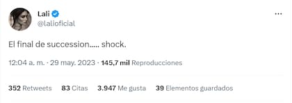 Lali Espósito compartió su opinión a través de Twitter