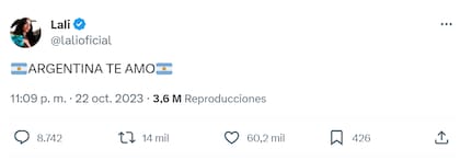 Lali Espósito redobló la apuesta y compartió un mensaje de celebración