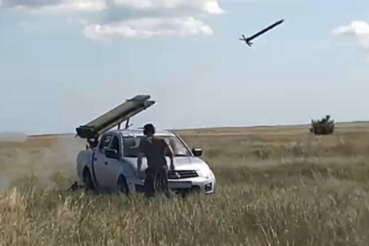 Lanzamisiles en una camioneta del ejército ucraniano