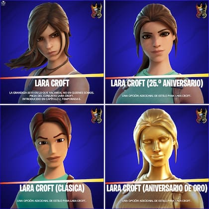 Lara Croft estará disponible en cuatro versiones en Fortnite, incluyendo el clásico de PlayStation 2, una versión de oro y las más recientes