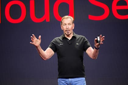Larry Ellison, cofundador de Oracle, durante su presentación en el Oracle Cloud World que se desarrolló en Las Vegas. Allí anunció un acuerdo clave con Amazon Web Servicies