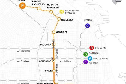 Estas son las estaciones que tendrá la línea F de la Ciudad de Buenos Aires Estas son las estaciones que tendrá la línea F de la Ciudad de Buenos Aires