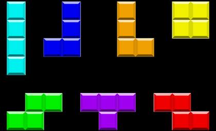 Las 7 formas y colores de Tetris.