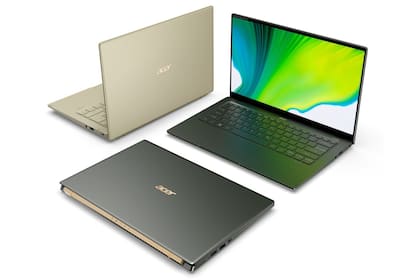 Las Acer Swift 5 y Swift 3 tienen 1 kg de peso, una autonomía de hasta 17 horas gracias al chip Core de 11ma generación, pantalla de 13,5 o 14 pulgadas con vidrio antimicrobiano