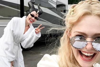 Las actrices durante el rodaje de Maléfica 2