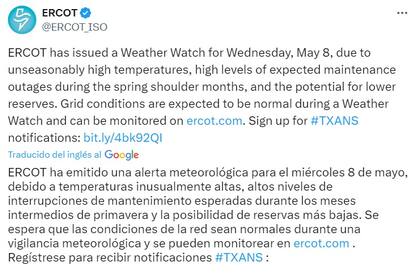 Las advertencias de Ercot por la ola de calor en Texas
