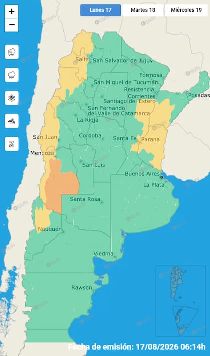 Las alertas del SMN