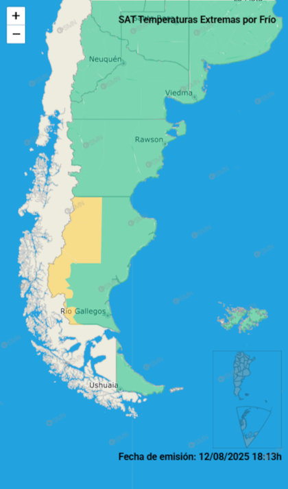 Las alertas emitidas por el SMN para este miércoles 13 de agosto.