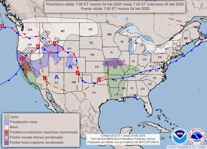 Las alertas meteorológicas del pronóstico del clima en EE.UU. para este martes 4 de febrero