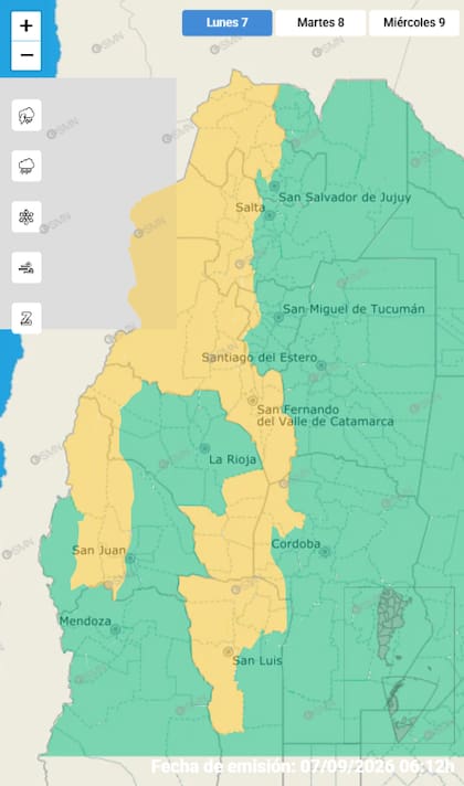 Las alertas para este lunes