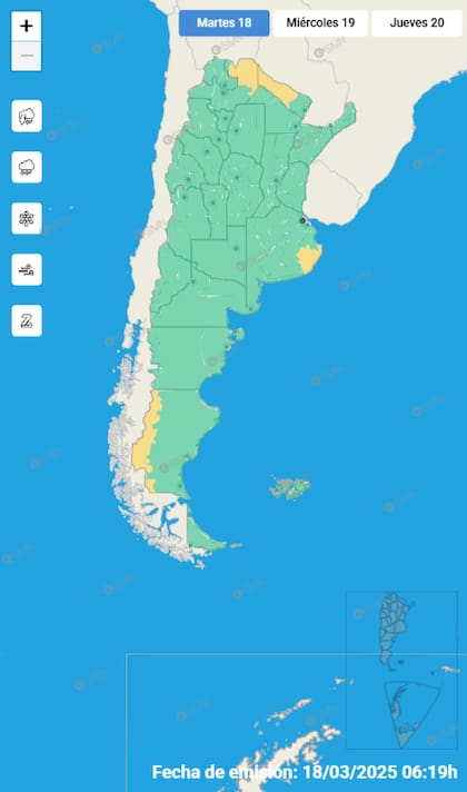Las alertas para este martes en todo el país.