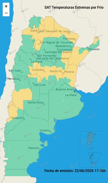 Las alertas por frío para este martes