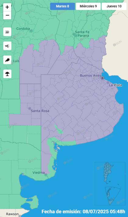 Las alertas por niebla del SMN.