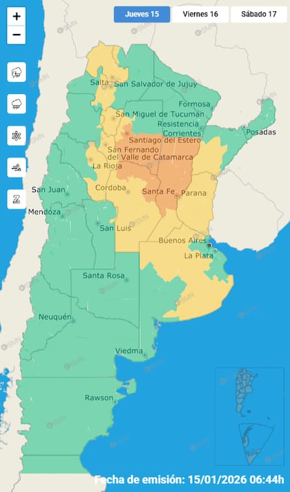 Las alertas por tormentas para este miércoles en todo el país.