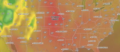 Las altas temperaturas este domingo se desplazan desde el sur hacia el centro de Estados Unidos.