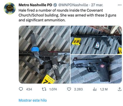 Las armas utilizadas en el tiroteo de Nashville