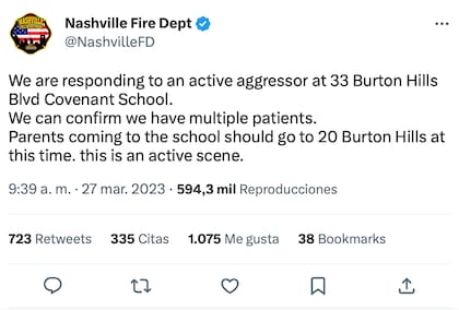 Las autoridades confirman heridos tras el tiroteo en Nashville