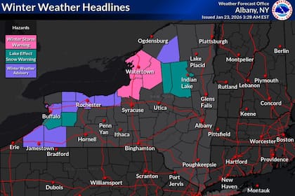 Las autoridades de Nueva York detallan las zonas en riesgo por nieve por efecto lago