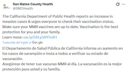 Las autoridades de salud de San Mateo señalan que la vacunación es la mejor protección