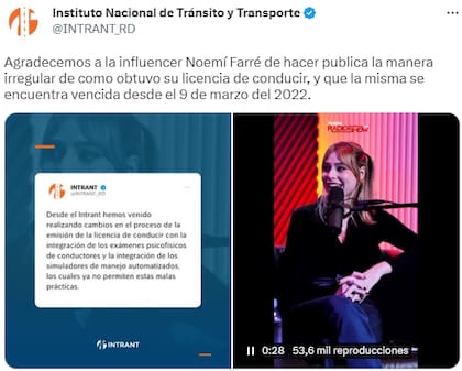 Las autoridades de vialidad dominicanas publicaron un comunicado en su cuenta de Twitter