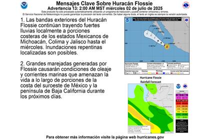 Las bandas externas dejaron chubascos en Michoacán, Colima y Jalisco; se advierten inundaciones repentinas y marejadas peligrosas