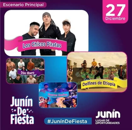 Las bandas que tocarán este viernes 27 de diciembre en la fiesta del aniversario fundacional de Junín