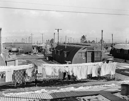 Las barracas en Los Álamos, pueblo que parecía siempre "en construcción" (atomicarchive.com)