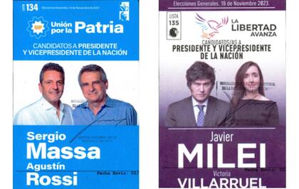 Las boletas de los candidatos a presidentes en este balotaje